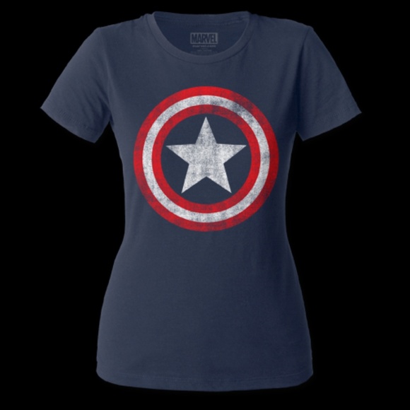 Tultex Tops - Captain America – Distressed Shield Juniors Crew T